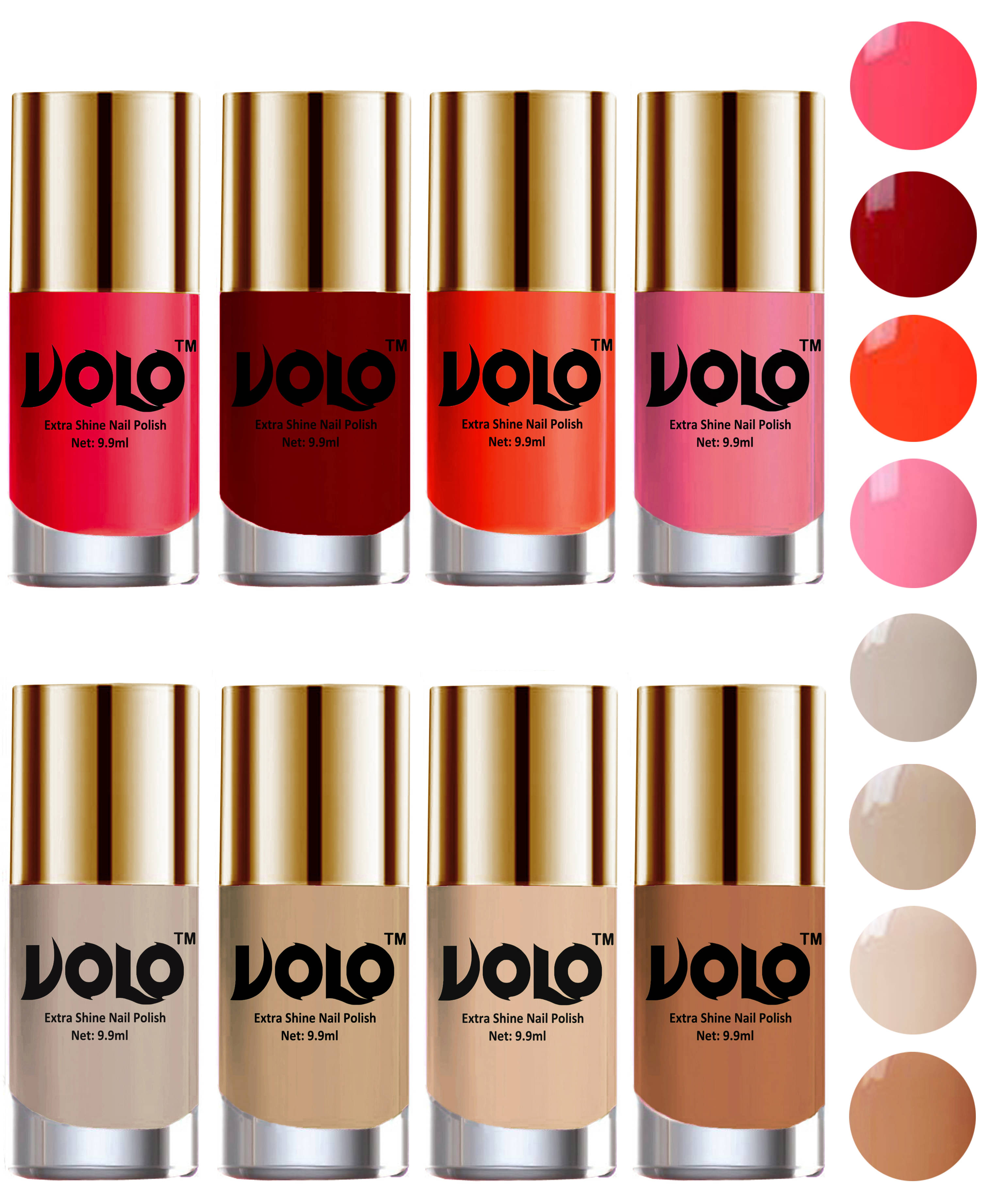 VOLO High-Shine Long Lasting Non Toxic Nail Polish Professional Multi Glossy Pack of 8 79 mL VOLO High-Shine Long Lasting Non Toxic Nail Polish Professional Multi Glossy Pack of 8 79 mL