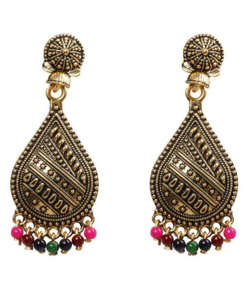     			Silver Shine Dazzling Multicolor Dangle Drop Multi Bead Earrings .
