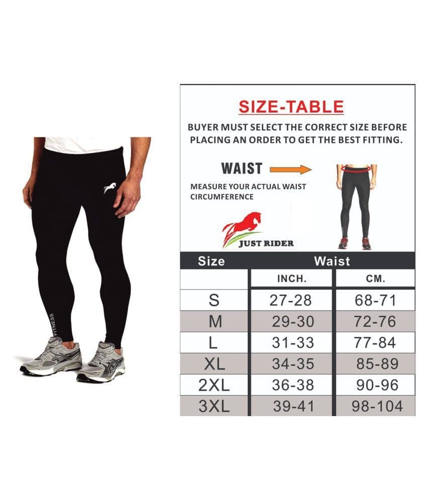 Rider Full Length Skinny lower  Compression Tights Multi Sports Exercise/Gym/Running/Yoga/Other Outdoor ineer wear for Sports - Skin Tight Fitting - Black Color - Track Pants | Buy online on ZillyBuy