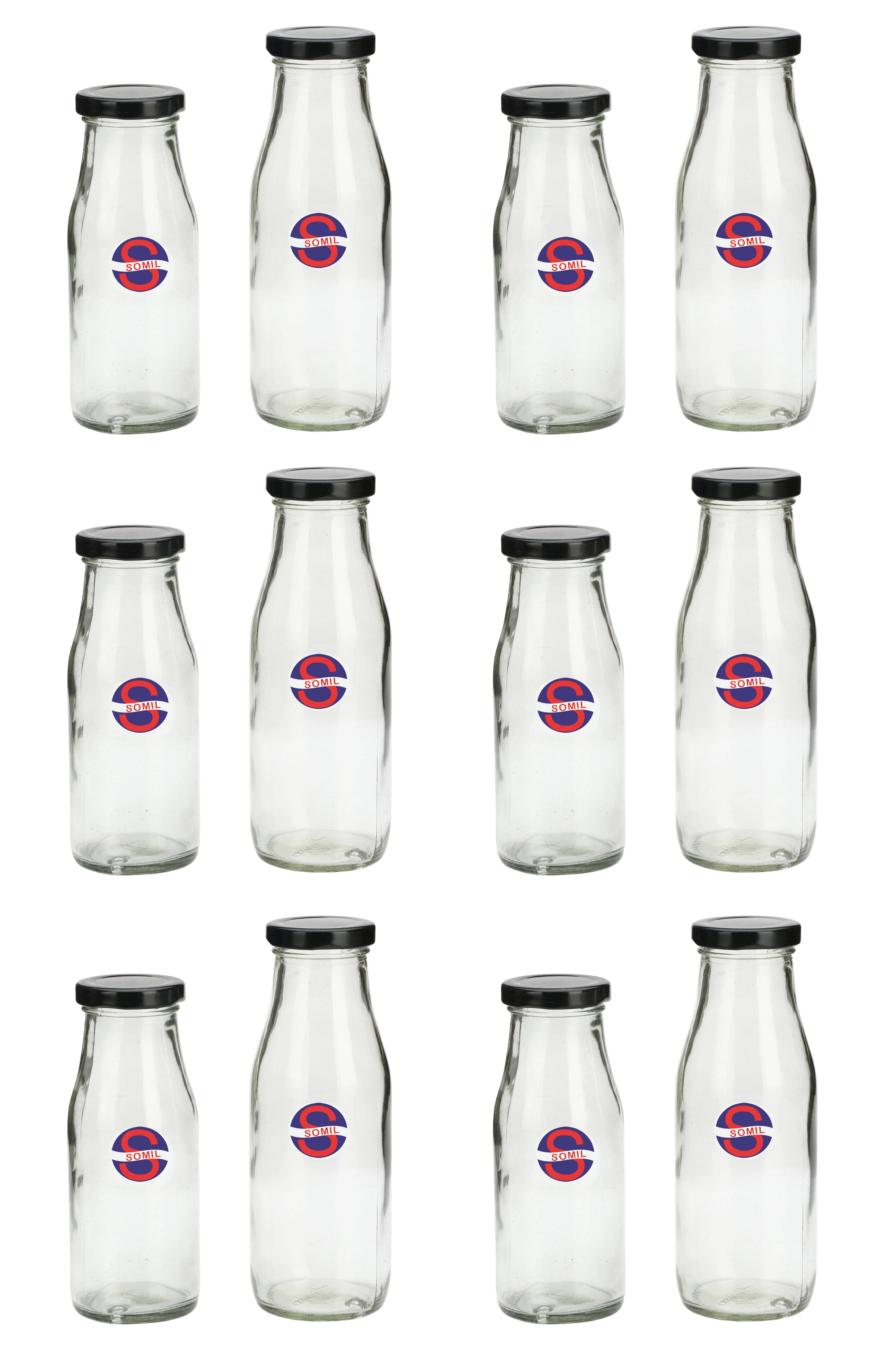     			Somil Glass Storage Bottle, Transparent, Pack Of 12, 300 ml