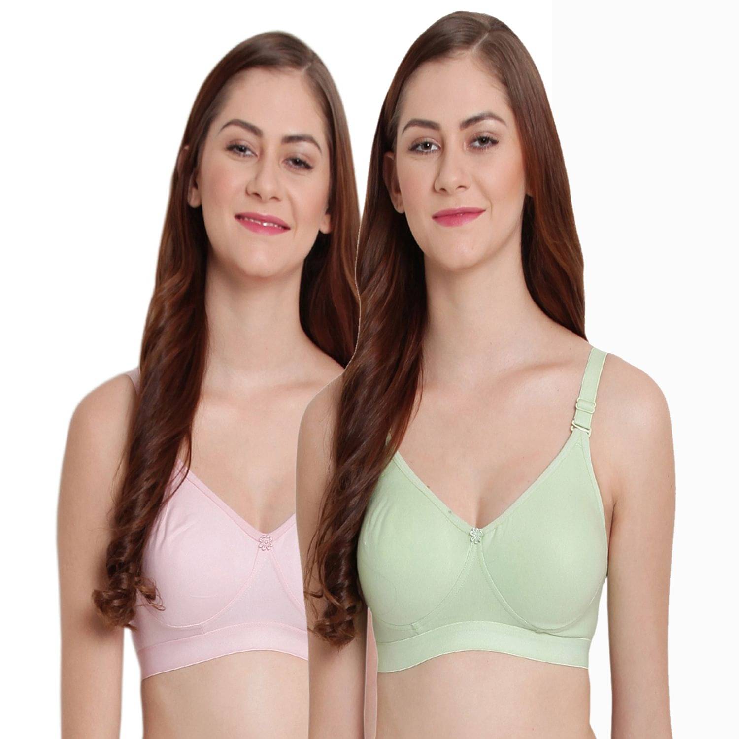 Elina Pack of 2 Cotton Non Padded Women's T-Shirt Bra ( Multi Color ) Elina Pack of 2 Cotton Non Padded Women's T-Shirt Bra ( Multi Color )