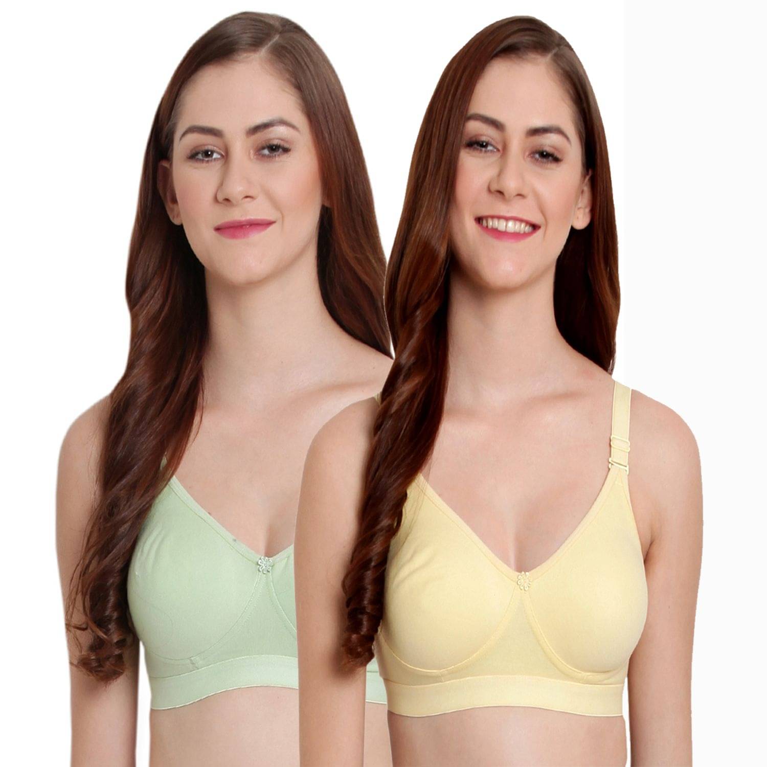     			Elina Pack of 2 Cotton Non Padded Women's T-Shirt Bra ( Multi Color )