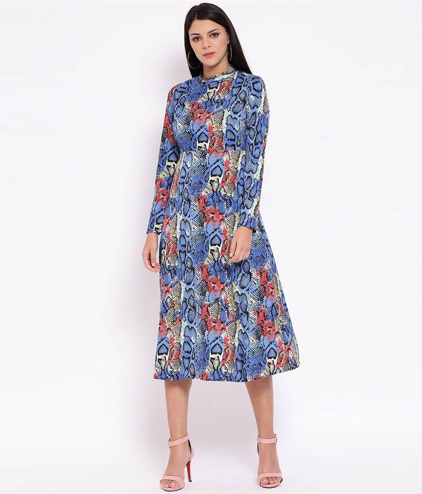 Oxolloxo Polyester Blue A- line Dress Oxolloxo Polyester Blue A- line Dress