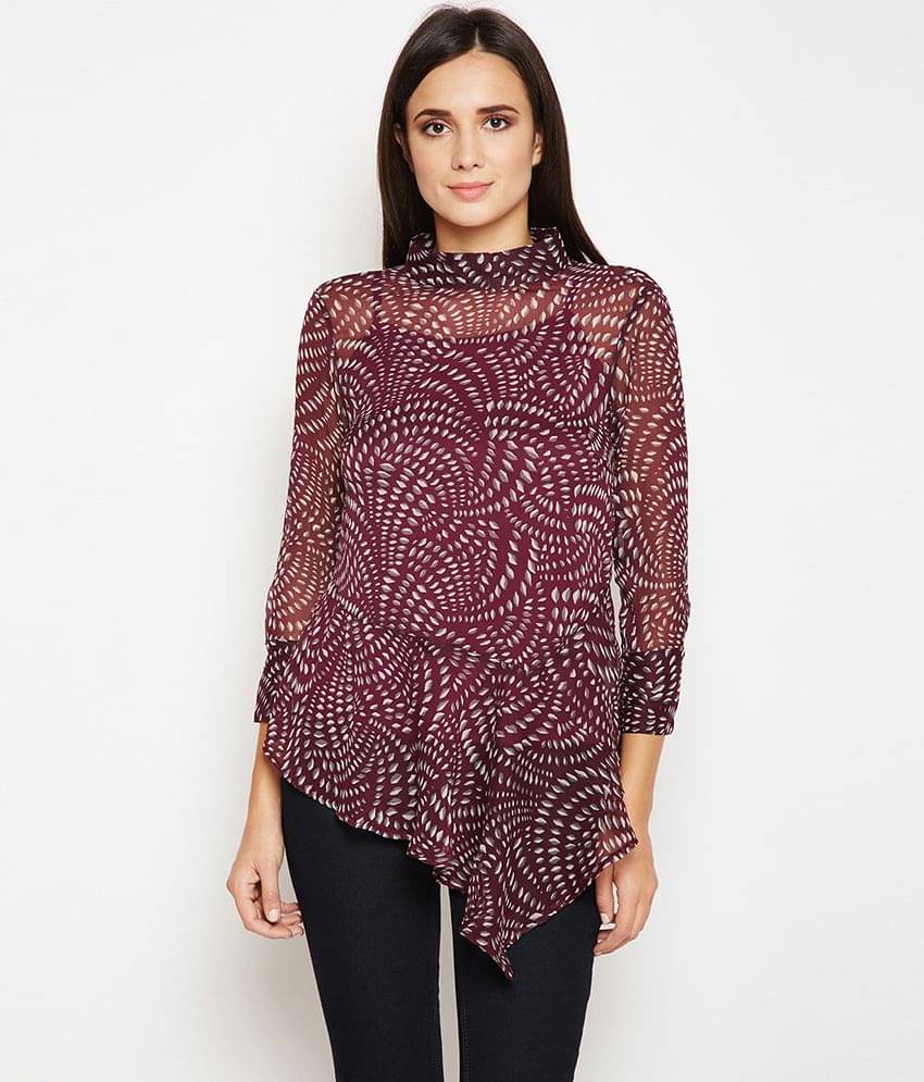Oxolloxo Women's Polyester Regular Top ( Maroon ) Oxolloxo Women's Polyester Regular Top ( Maroon )
