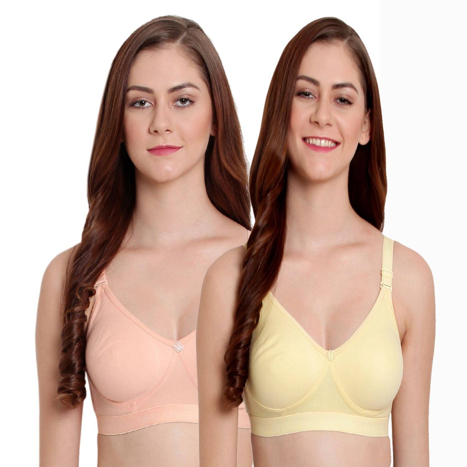     			Elina Pack of 2 Cotton Non Padded Women's T-Shirt Bra ( Multi Color )