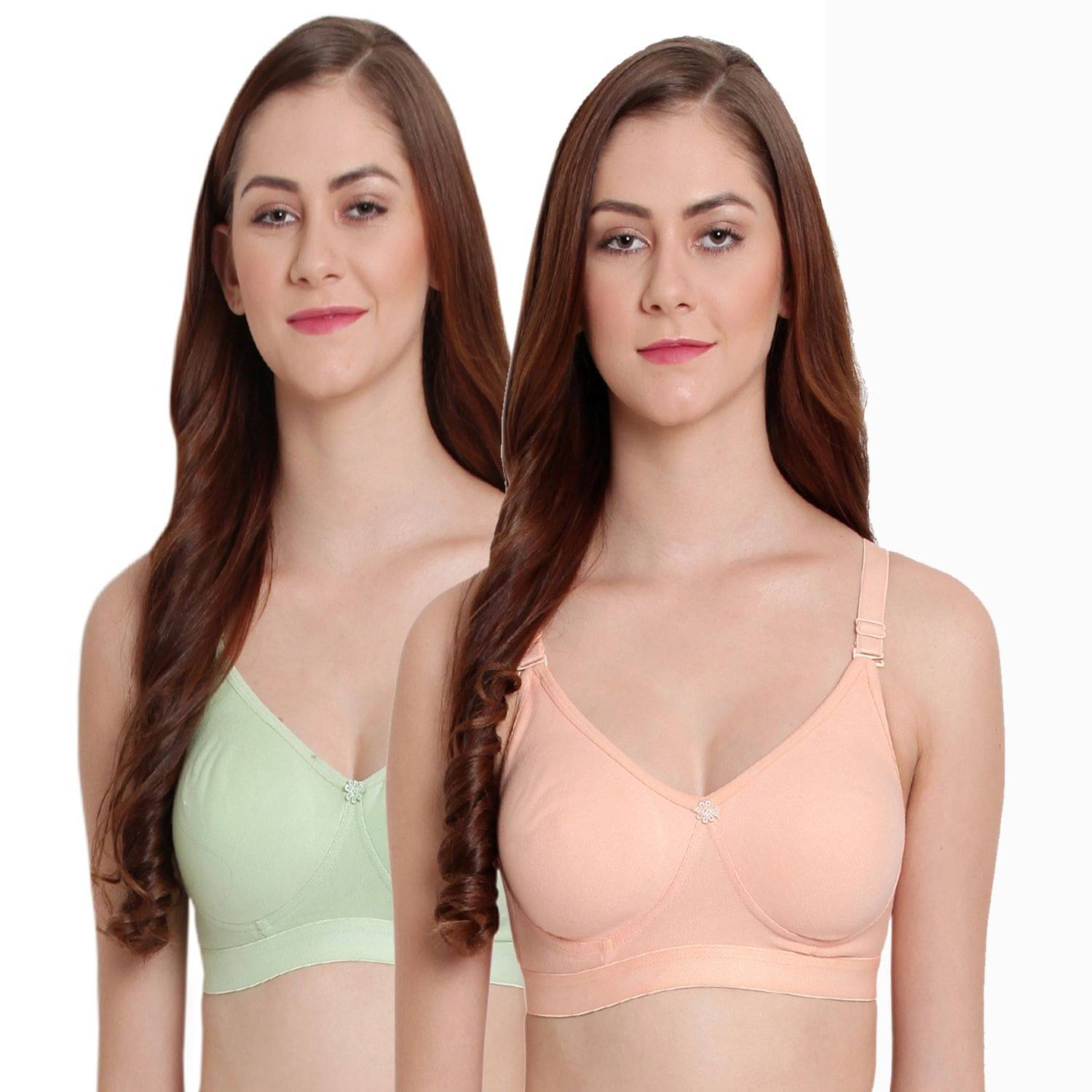     			Elina Pack of 2 Cotton Non Padded Women's T-Shirt Bra ( Multi Color )