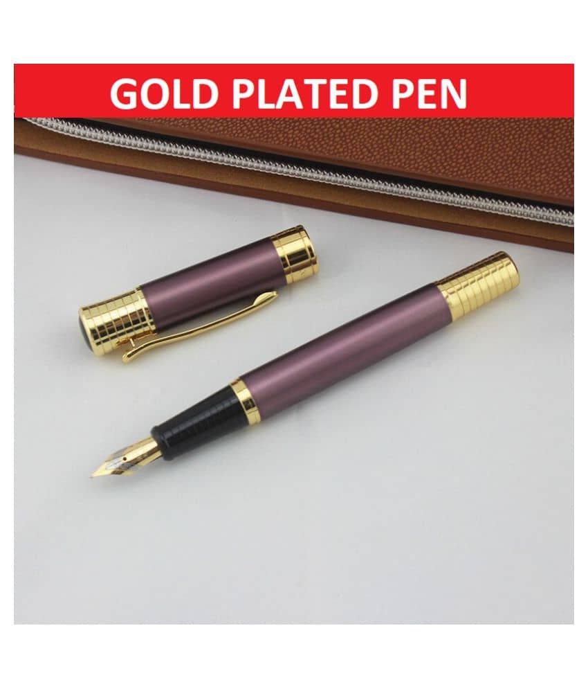 Hayman Dikawen 24 CT Gold Plated Fountain Pen With Box (P-138)