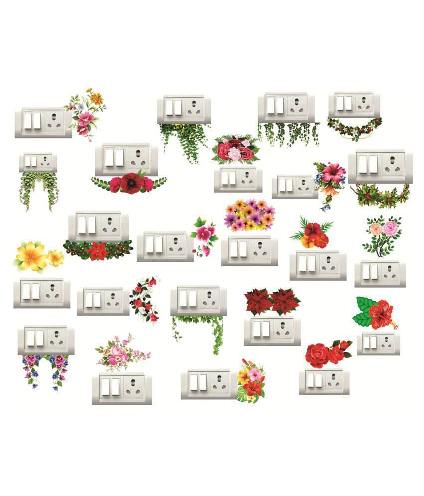 Decor Villa flower and greenary grass Festive Sticker ( 35 x 38 cms )
