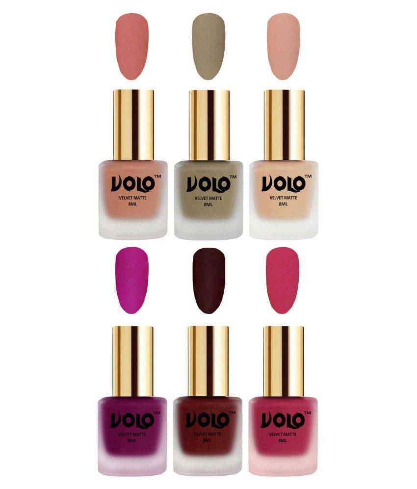     			VOLO Velvet Dull Matte Posh Shades Nail Polish Multi Pack of 6 48 mL