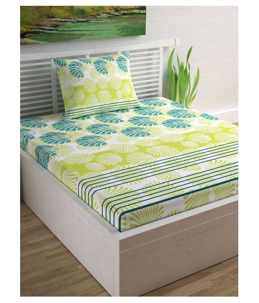     			DIVINE CASA Cotton Single Bedsheet ( Green )