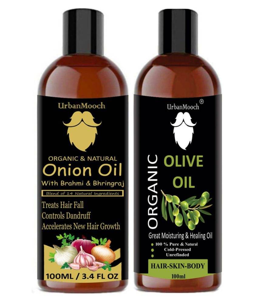 UrbanMooch 100% Pure ONION Oil & Extra Light Olive Oil For Hair- 200 mL Pack of 2 UrbanMooch 100% Pure ONION Oil & Extra Light Olive Oil For Hair- 200 mL Pack of 2