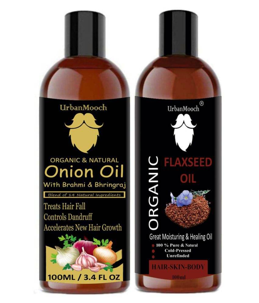     			UrbanMooch 100% Pure ONION Oil & Flaxseed Oil For Hair- 200 mL Pack of 2