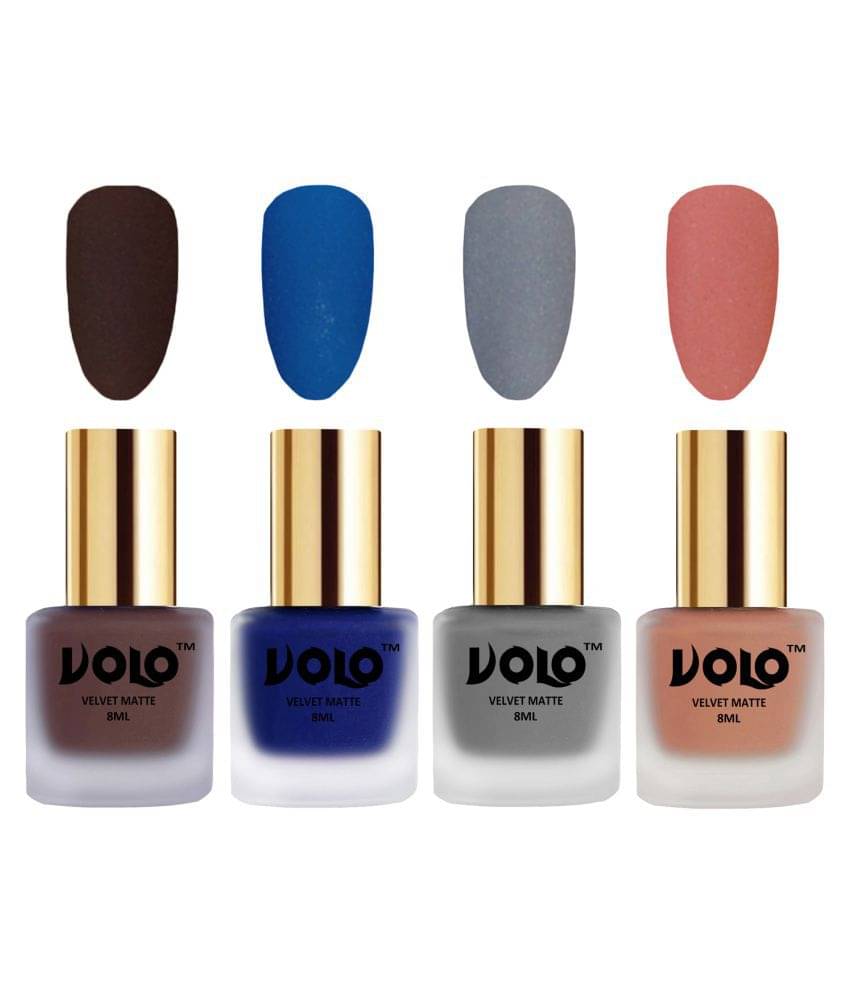     			VOLO Velvet Dull Matte Posh Shades Nail Polish Multi Matte Pack of 4 32 mL