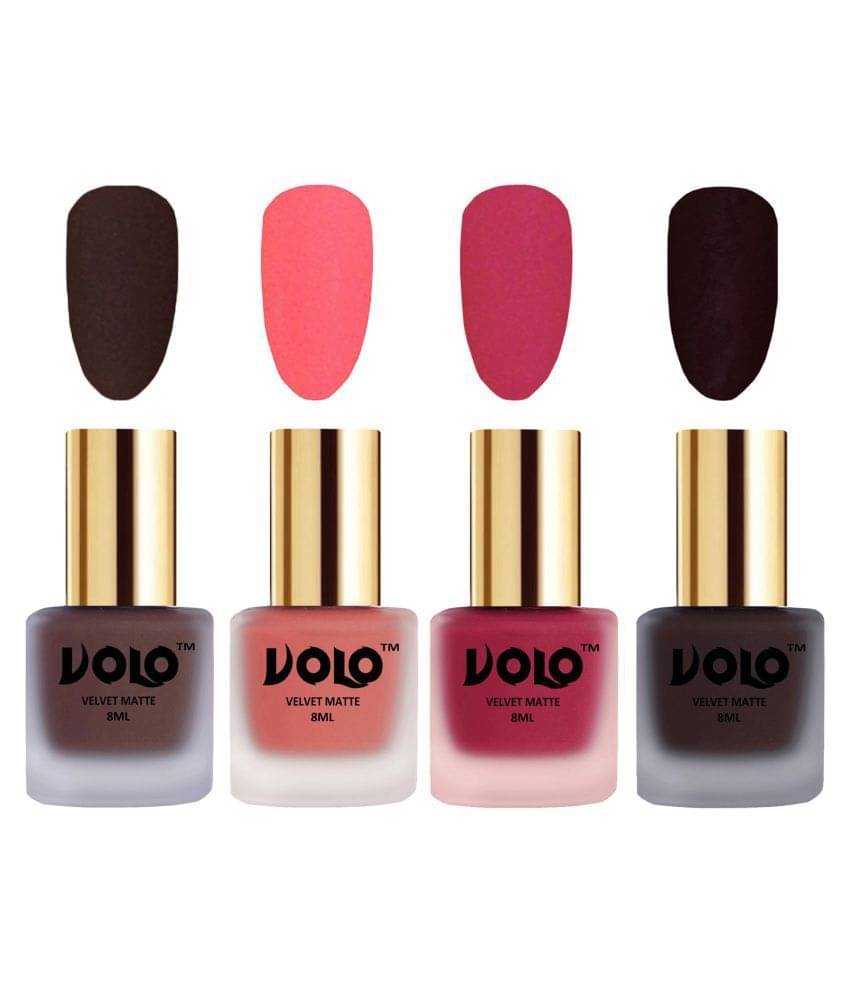 VOLO Velvet Dull Matte Posh Shades Nail Polish Brown,Peach,Pink, Wine Matte Pack of 4 32 mL VOLO Velvet Dull Matte Posh Shades Nail Polish Brown,Peach,Pink, Wine Matte Pack of 4 32 mL