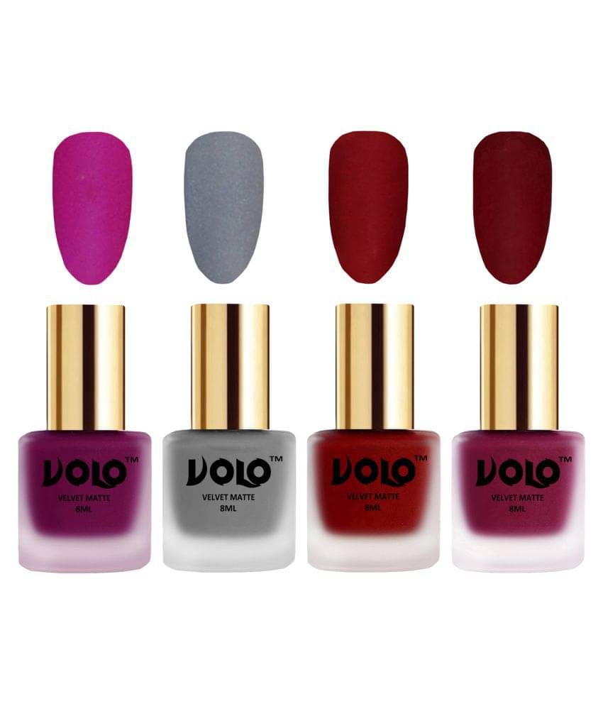VOLO Velvet Dull Matte Posh Shades Nail Polish Magenta,Grey,Red, Red Matte Pack of 4 32 mL VOLO Velvet Dull Matte Posh Shades Nail Polish Magenta,Grey,Red, Red Matte Pack of 4 32 mL