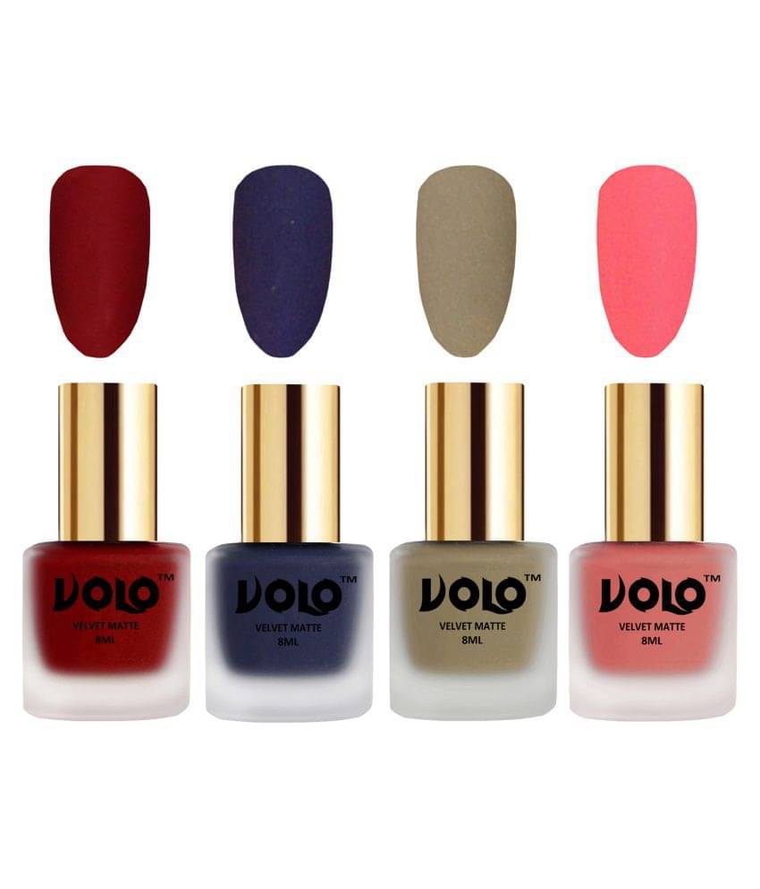     			VOLO Velvet Dull Matte Posh Shades Nail Polish Multi Matte Pack of 4 32 mL