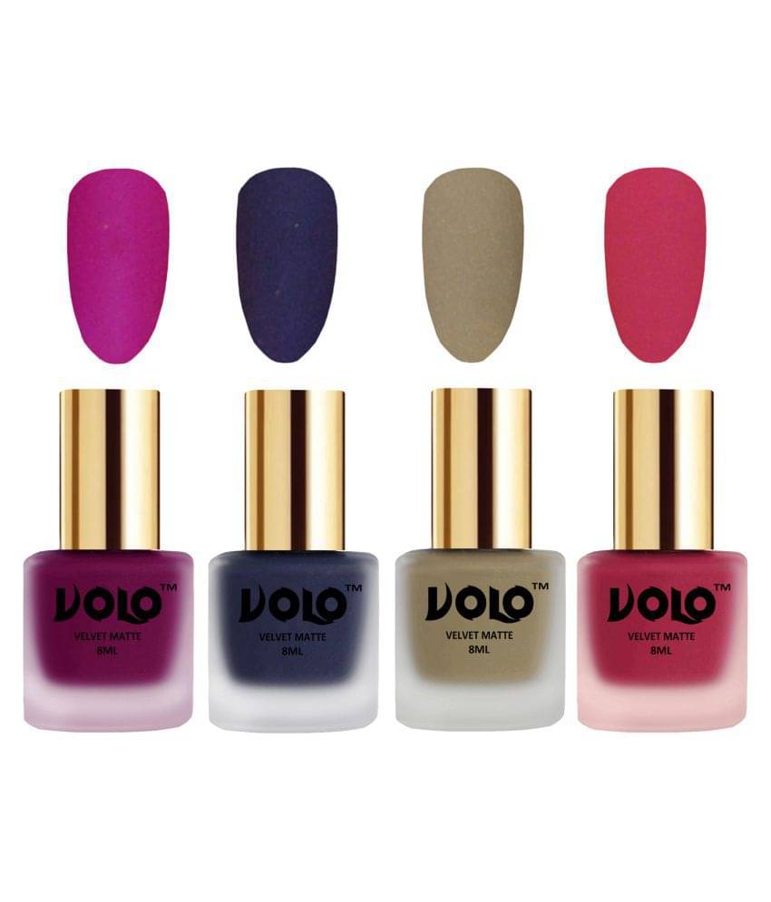 VOLO Velvet Dull Matte Posh Shades Nail Polish Magenta,Blue,Nude, Pink Matte Pack of 4 32 mL VOLO Velvet Dull Matte Posh Shades Nail Polish Magenta,Blue,Nude, Pink Matte Pack of 4 32 mL
