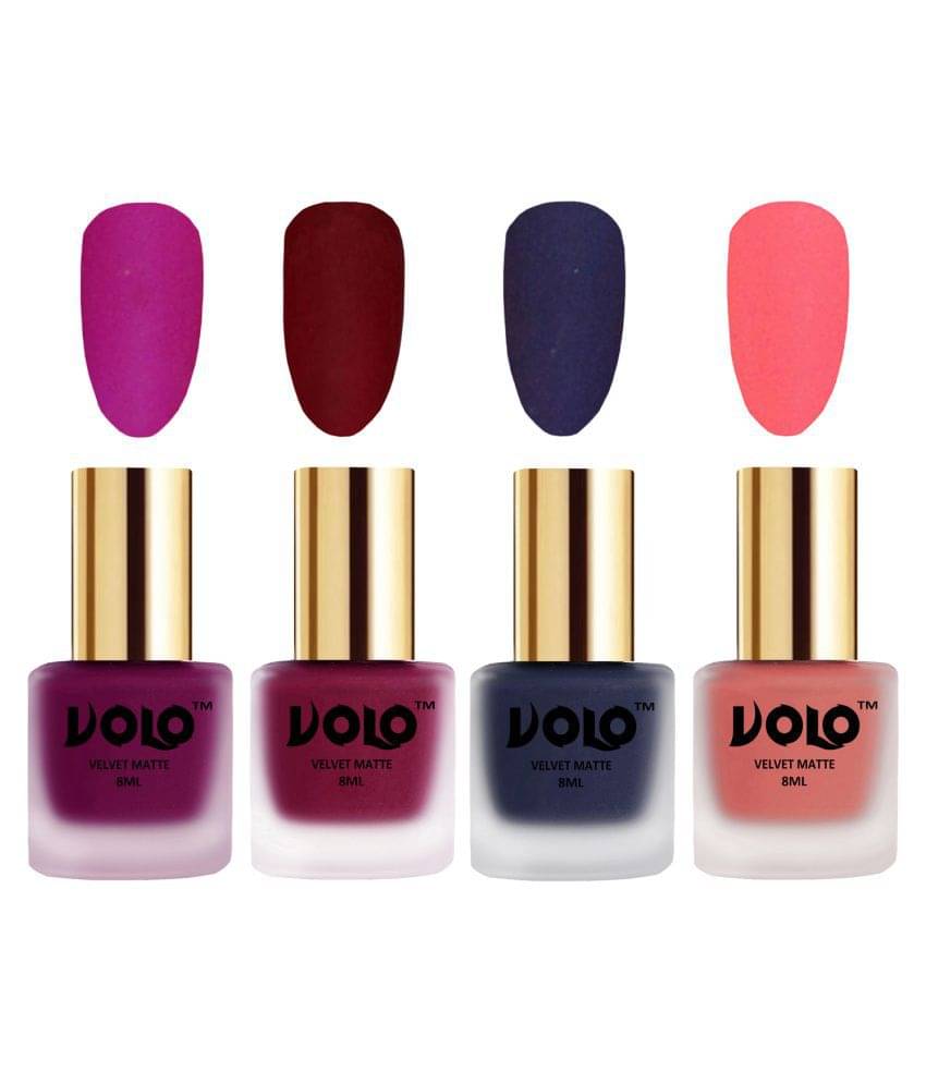     			VOLO Velvet Dull Matte Posh Shades Nail Polish Multi Matte Pack of 4 32 mL