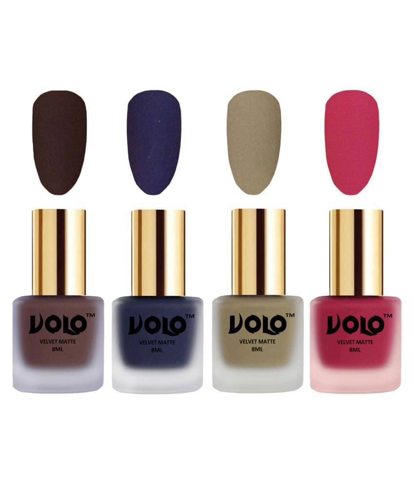 VOLO Velvet Dull Matte Posh Shades Nail Polish Brown,Blue,Nude, Pink Matte Pack of 4 32 mL VOLO Velvet Dull Matte Posh Shades Nail Polish Brown,Blue,Nude, Pink Matte Pack of 4 32 mL