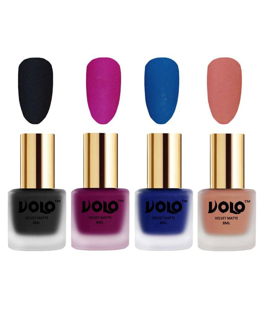     			VOLO Velvet Dull Matte Posh Shades Nail Polish Multi Matte Pack of 4 32 mL