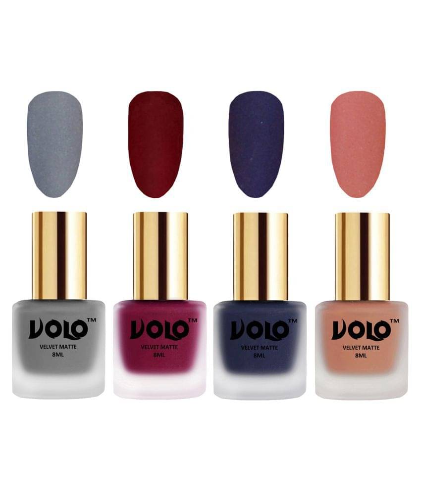     			VOLO Velvet Dull Matte Posh Shades Nail Polish Multi Matte Pack of 4 32 mL