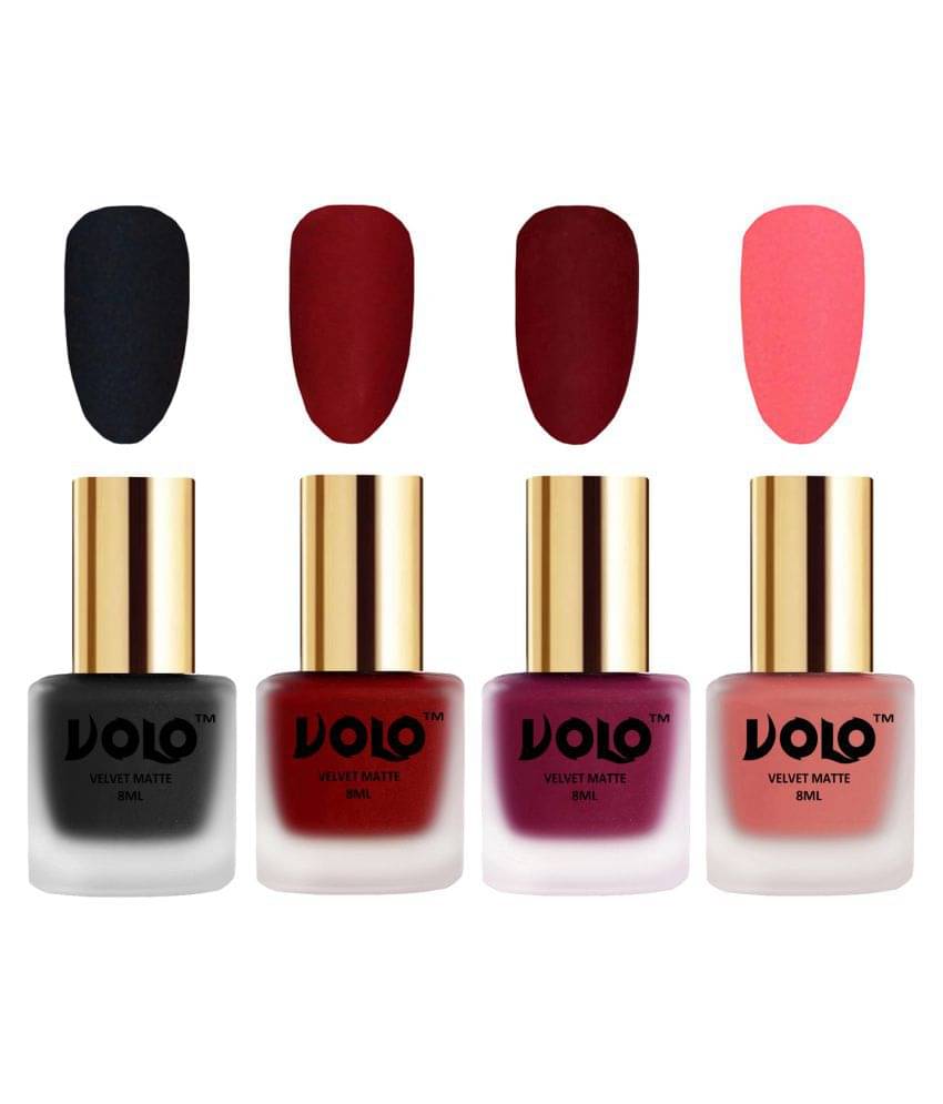     			VOLO Velvet Dull Matte Posh Shades Nail Polish Multi Matte Pack of 4 32 mL
