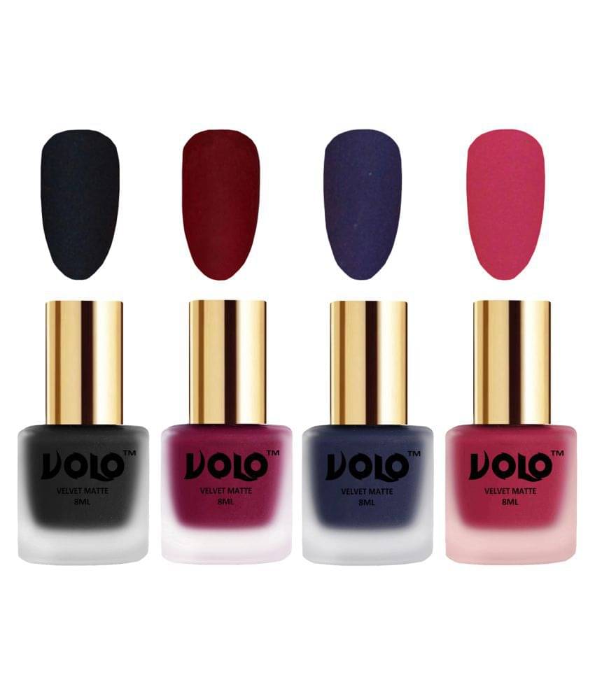 VOLO Velvet Dull Matte Posh Shades Nail Polish Black,Red,Blue, Pink Matte Pack of 4 32 mL VOLO Velvet Dull Matte Posh Shades Nail Polish Black,Red,Blue, Pink Matte Pack of 4 32 mL