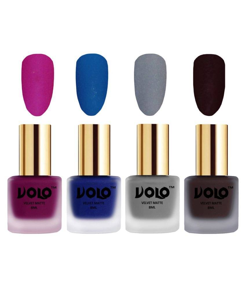 VOLO Velvet Dull Matte Posh Shades Nail Polish Magenta,Blue,Grey, Wine Matte Pack of 4 32 mL VOLO Velvet Dull Matte Posh Shades Nail Polish Magenta,Blue,Grey, Wine Matte Pack of 4 32 mL