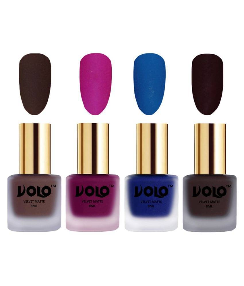VOLO Velvet Dull Matte Posh Shades Nail Polish Brown,Magenta,Blue, Wine Matte Pack of 4 32 mL VOLO Velvet Dull Matte Posh Shades Nail Polish Brown,Magenta,Blue, Wine Matte Pack of 4 32 mL