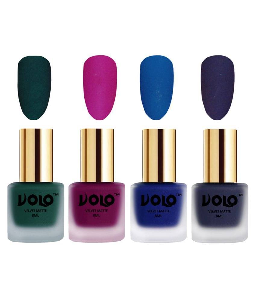 VOLO Velvet Dull Matte Posh Shades Nail Polish Green,Magenta,Blue, Blue Matte Pack of 4 32 mL VOLO Velvet Dull Matte Posh Shades Nail Polish Green,Magenta,Blue, Blue Matte Pack of 4 32 mL