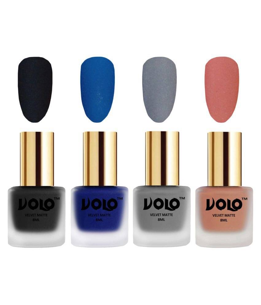     			VOLO Velvet Dull Matte Posh Shades Nail Polish Multi Matte Pack of 4 32 mL