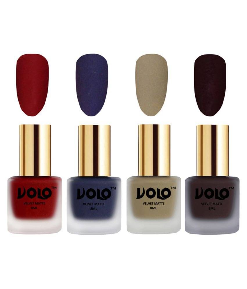 VOLO Velvet Dull Matte Posh Shades Nail Polish Red,Blue,Nude, Wine Matte Pack of 4 32 mL VOLO Velvet Dull Matte Posh Shades Nail Polish Red,Blue,Nude, Wine Matte Pack of 4 32 mL