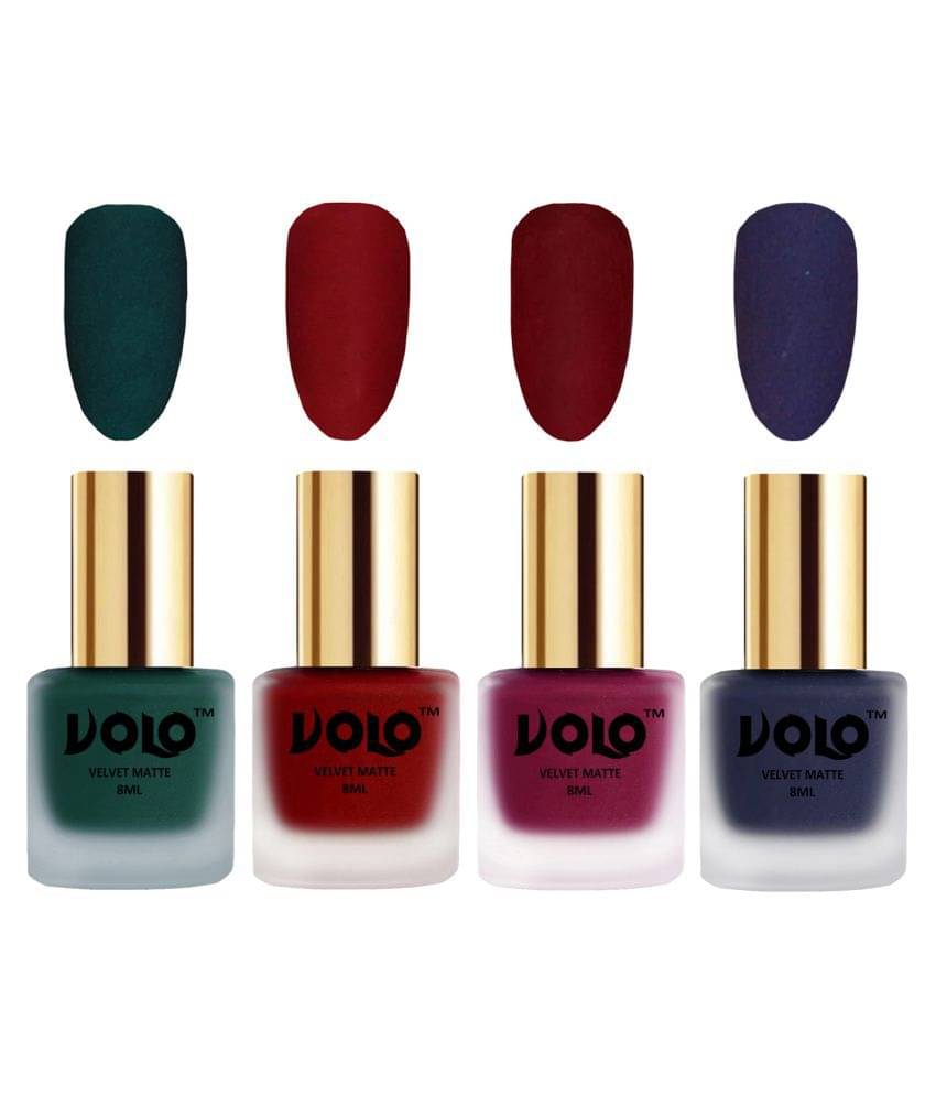 VOLO Velvet Dull Matte Posh Shades Nail Polish Green,Red,Red, Blue Matte Pack of 4 32 mL VOLO Velvet Dull Matte Posh Shades Nail Polish Green,Red,Red, Blue Matte Pack of 4 32 mL