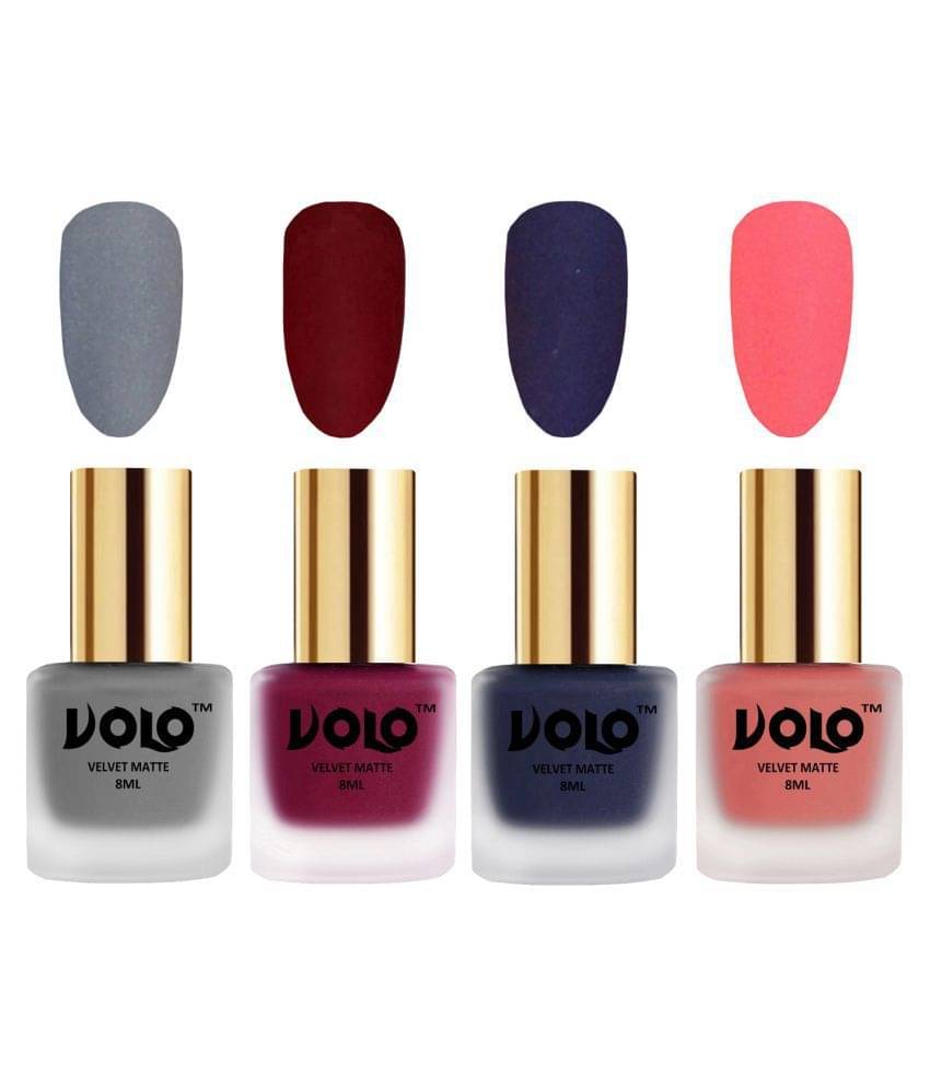     			VOLO Velvet Dull Matte Posh Shades Nail Polish Multi Matte Pack of 4 32 mL