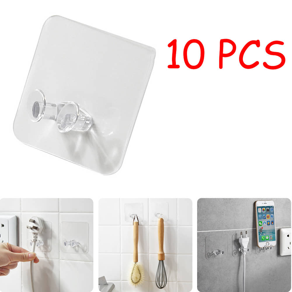 10pc Wall Storage Hook Power Plug Socket Holder Wall Adhesive Hanger Home Office