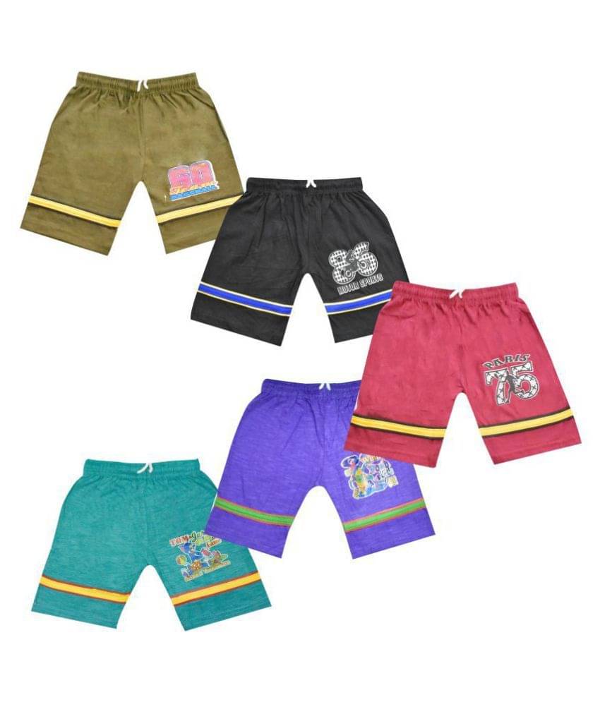 Jisha Cotton Multicolour Color Bermuda Set of 5 Jisha Cotton Multicolour Color Bermuda Set of 5