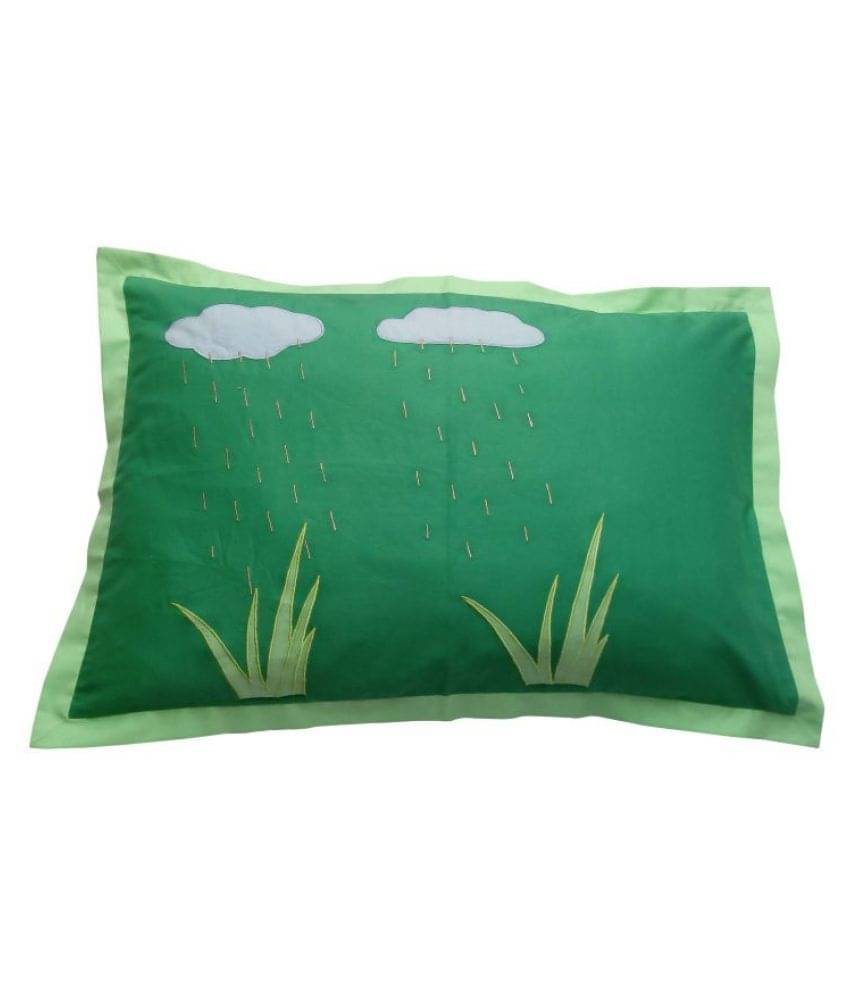 HUGS N RUGS - Pack of 1 Cotton Embroidered Regular Pillow Cover ( 60.96 cm(24) x 40.64 cm(16) ) - Green HUGS N RUGS - Pack of 1 Cotton Embroidered Regular Pillow Cover ( 60.96 cm(24) x 40.64 cm(16) ) - Green