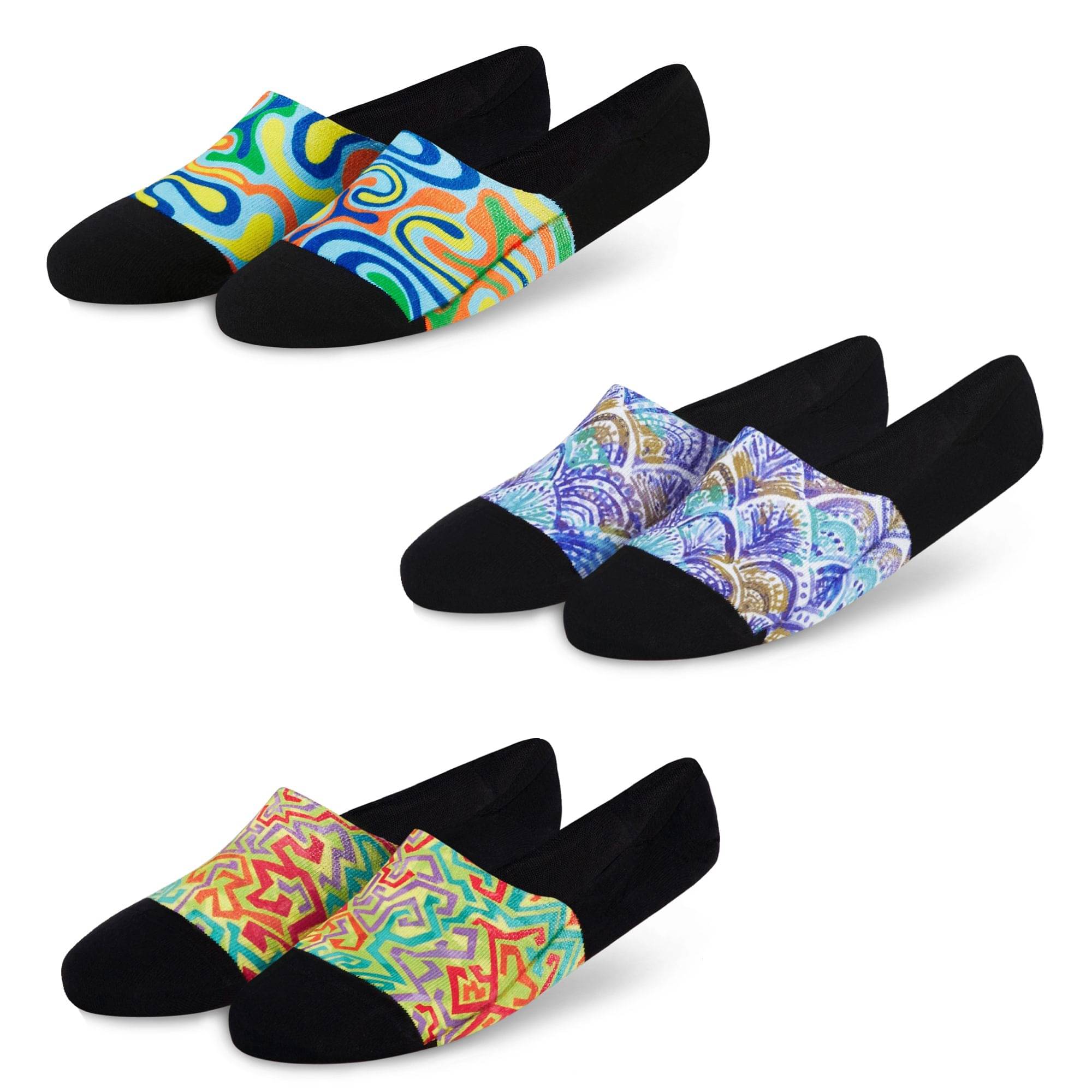     			Dynamocks Multi Casual No Show Socks Pack of 3