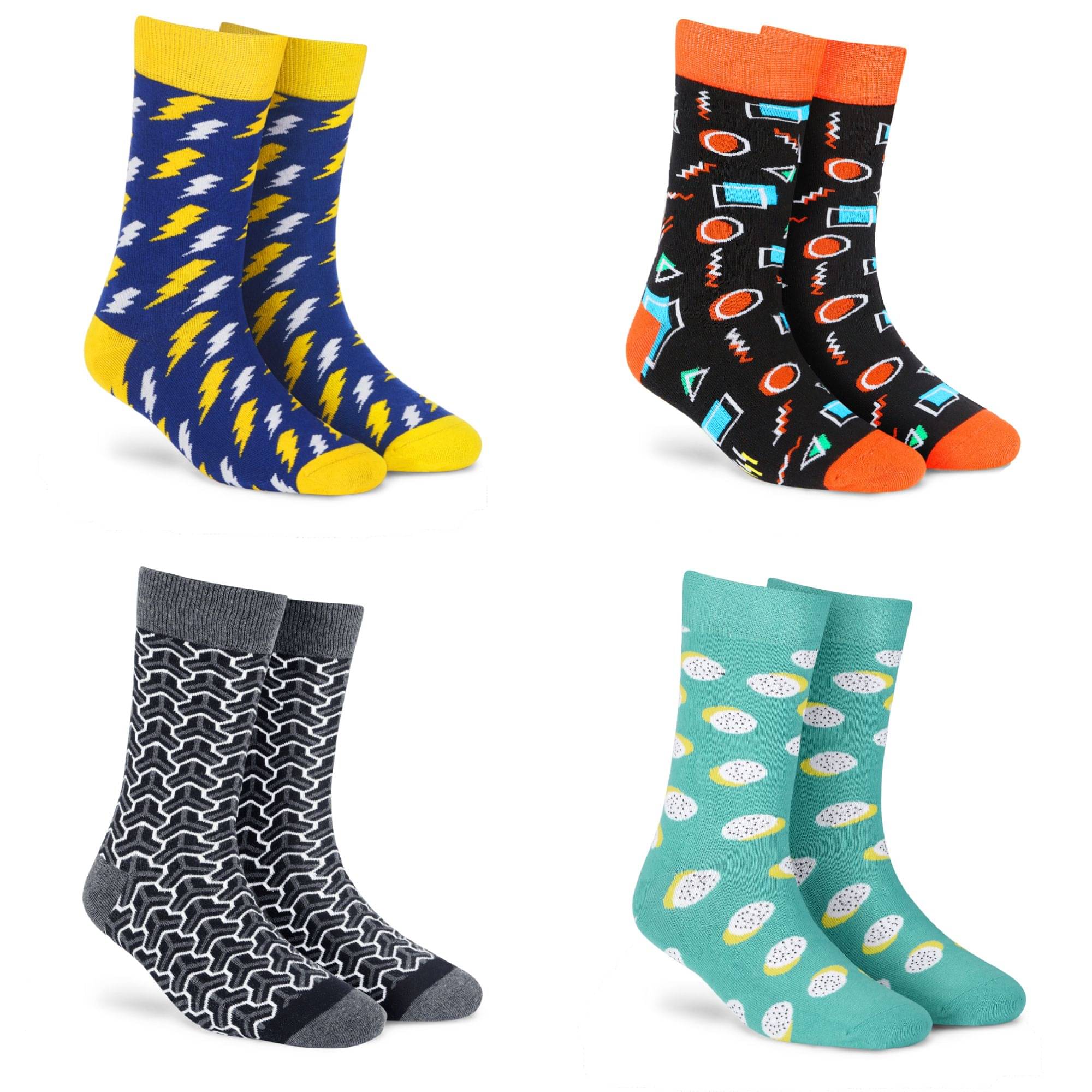     			Dynamocks Multi Full Length Socks Pack of 4