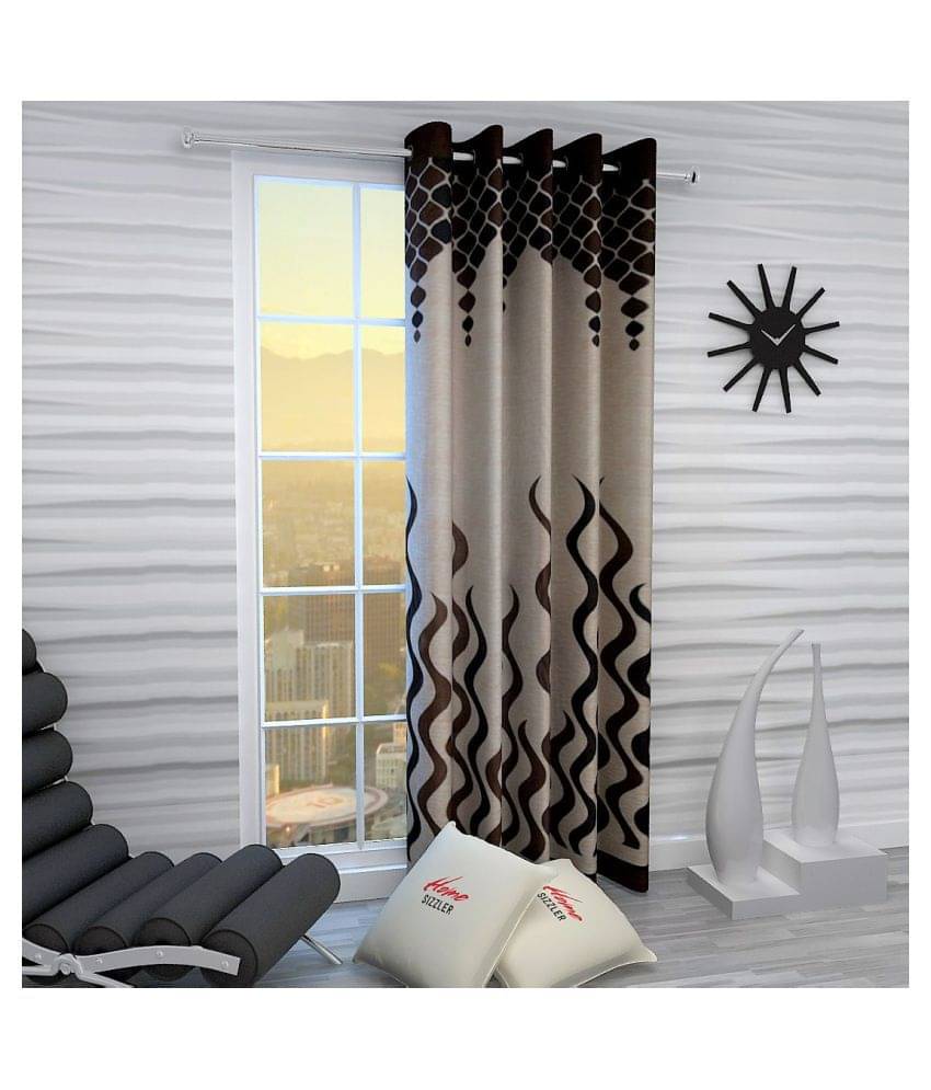 Home Sizzler Single Window Semi-Transparent Eyelet Polyester Curtains Brown Home Sizzler Single Window Semi-Transparent Eyelet Polyester Curtains Brown