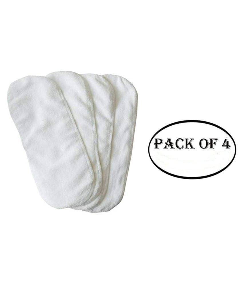     			YUTIRITI 4Pc Washable Microfiber Diaper Changing Insert Cloth Pad Cover for Babies - White
