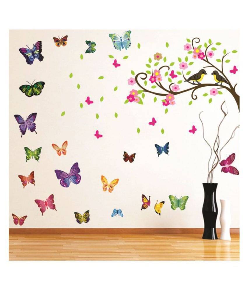 Decor Villa BUTTERFLY TREE BIRDS Nature Sticker ( 109 x 91 cms ) Decor Villa BUTTERFLY TREE BIRDS Nature Sticker ( 109 x 91 cms )