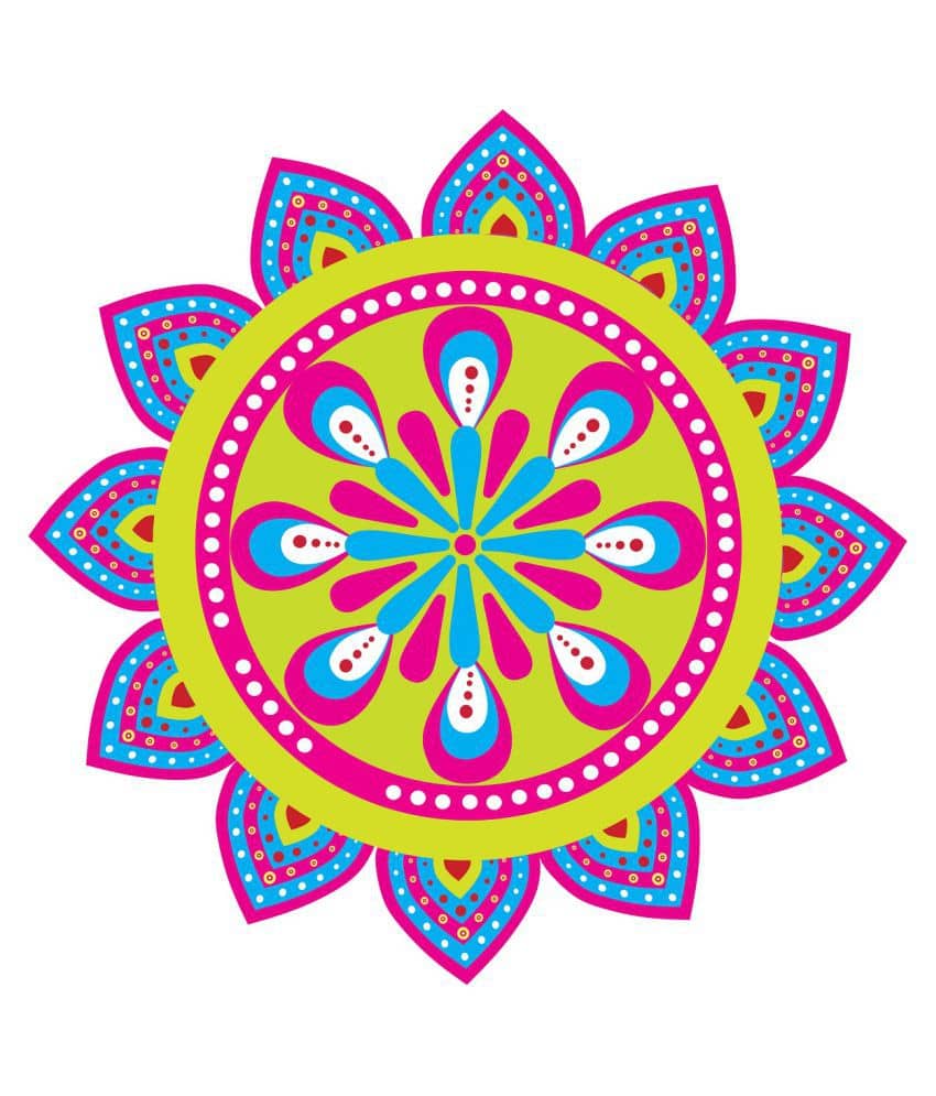 Decor Villa Rangoli Floor Sticker Festive Sticker ( 40 x 40 cms )