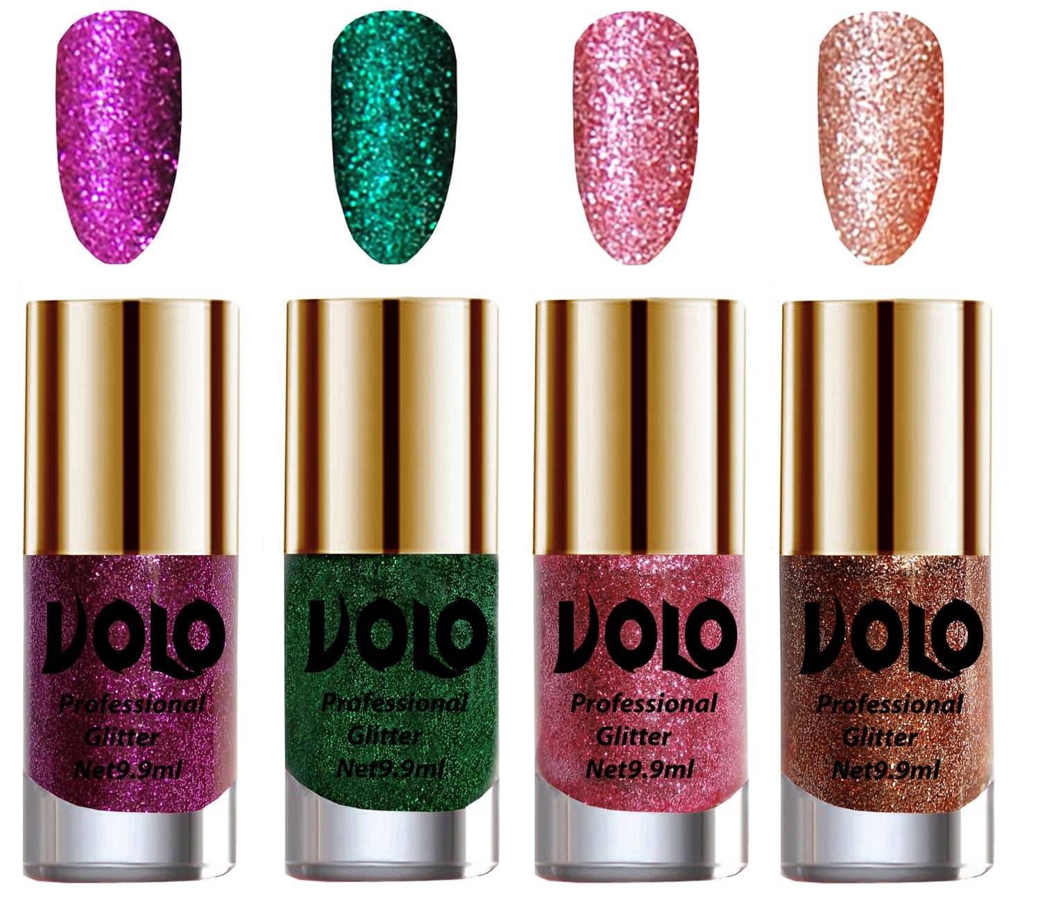 VOLO Professionally Used Glitter Shine Nail Polish Purple,Green,Pink Red Pack of 4 39 mL VOLO Professionally Used Glitter Shine Nail Polish Purple,Green,Pink Red Pack of 4 39 mL