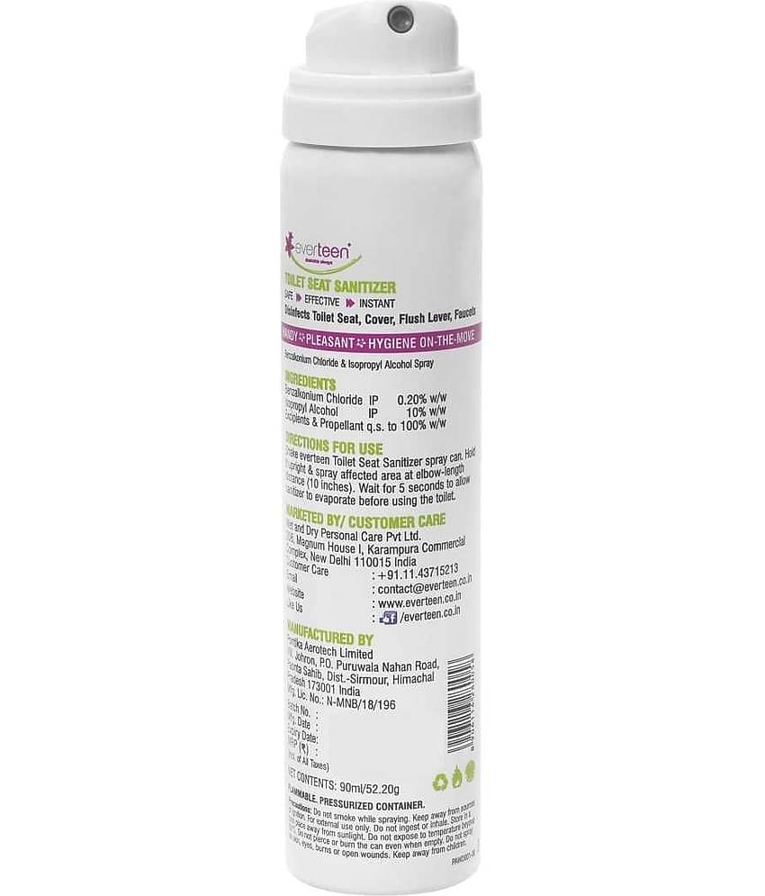 everteen Instant Toilet Seat Sanitizer Spray for Feminine Hygiene in Women - 2 Packs (90ml Each)