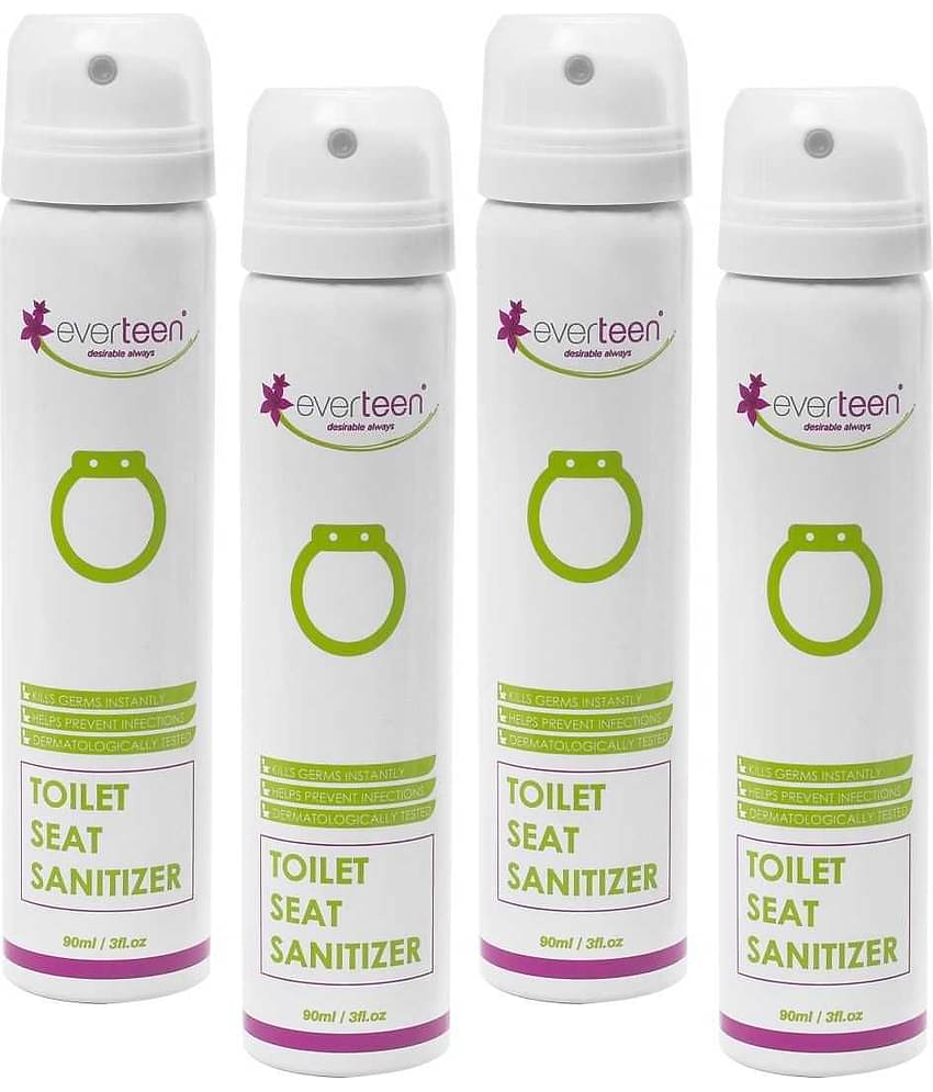 everteen Instant Toilet Seat Sanitizer Spray for Feminine Hygiene in Women - 4 Packs (90ml Each)