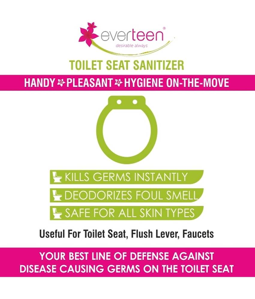 everteen Instant Toilet Seat Sanitizer Spray for Feminine Hygiene in Women - 4 Packs (90ml Each)
