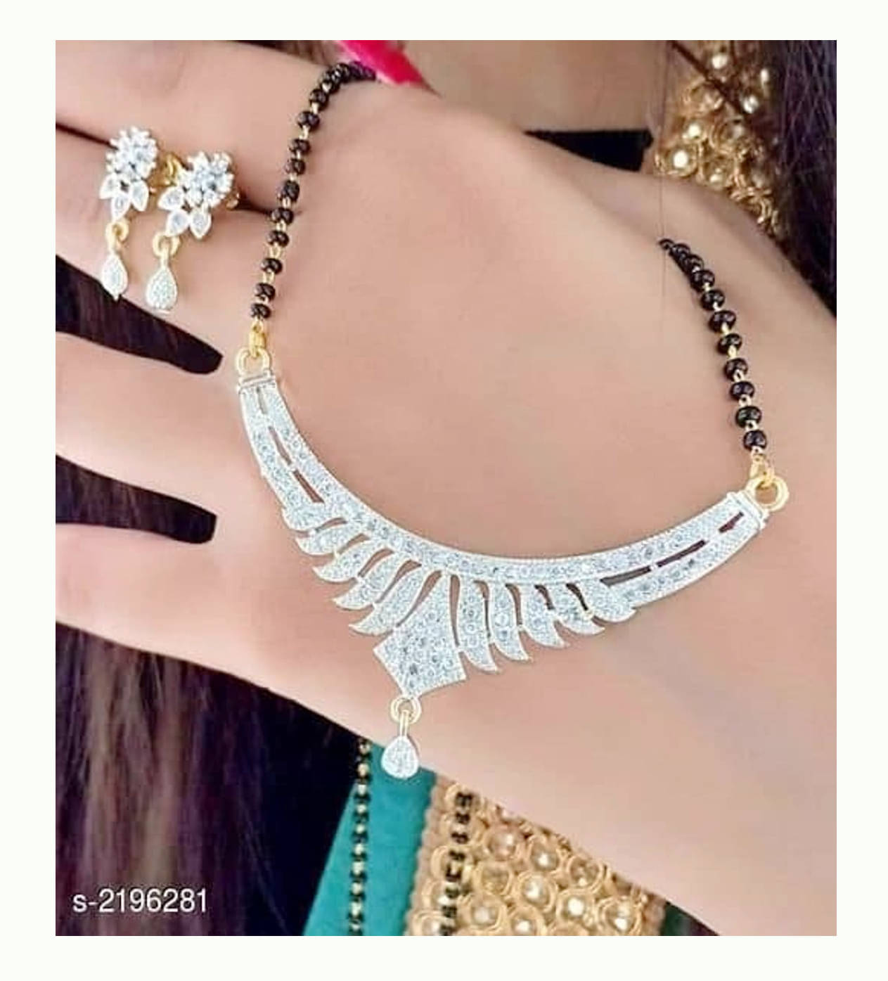    			Bhagya Lakshmi Women's pride AD Stone Mangalsutra With Earrings For Women