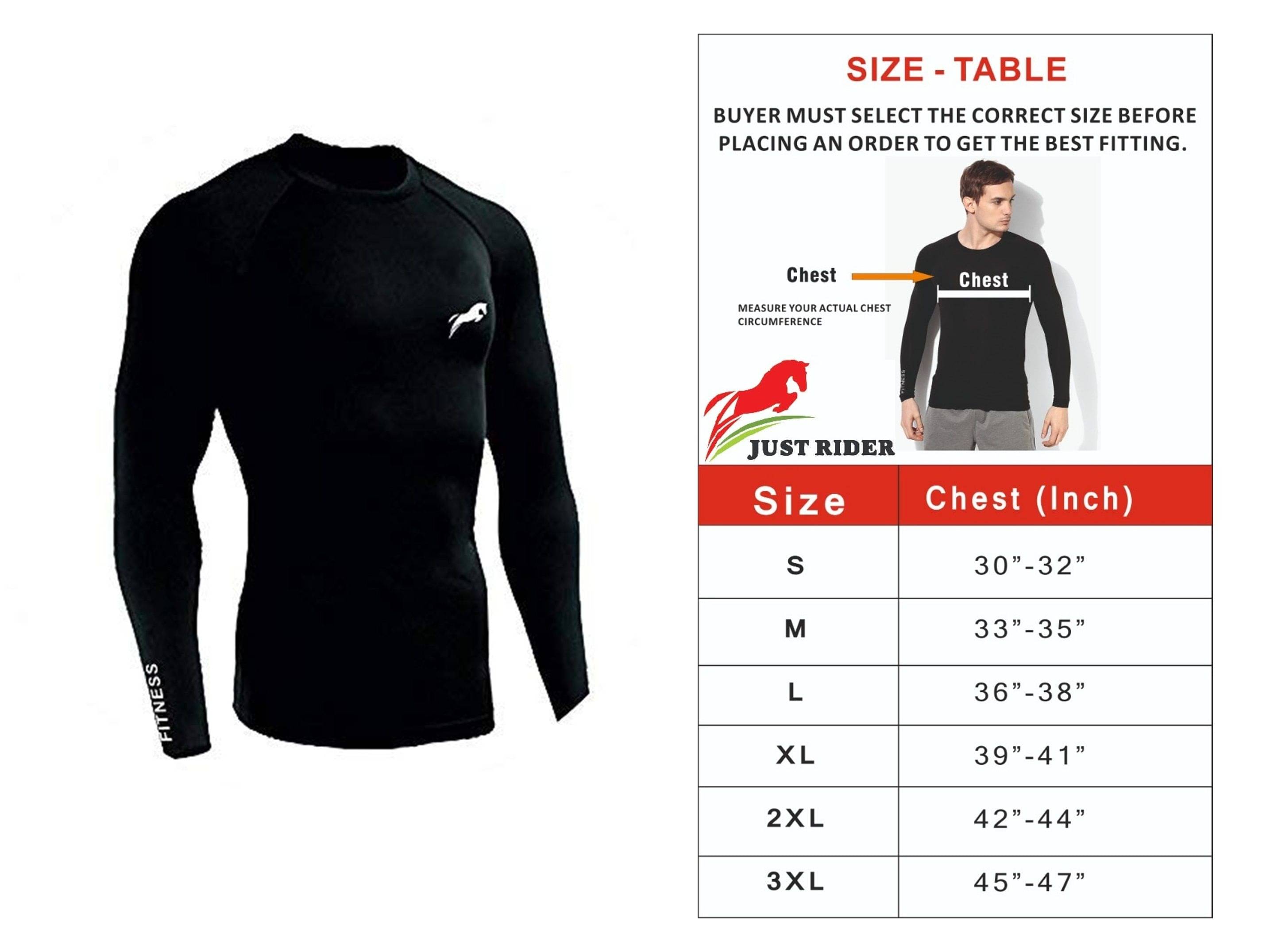     			Just Rider Unisex 100% Polyester Compression Top T-Shirt Full Sleeve Nylon Tights