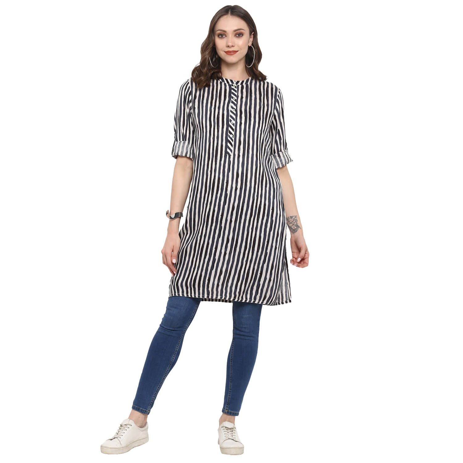 Antaran Grey Cotton Straight Kurti - Kurtis, Tunics | Buy online on ZillyBuy